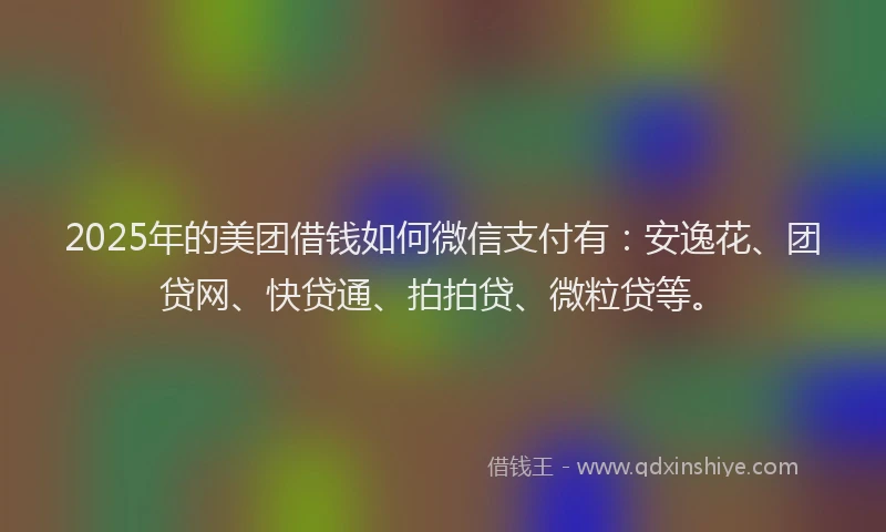 2025年的美团借钱如何微信支付有：安逸花、团贷网、快贷通、拍拍贷、微粒贷等。