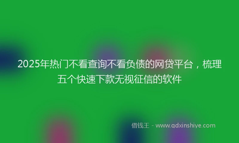 2025年热门不看查询不看负债的网贷平台，梳理五个快速下款无视征信的软件