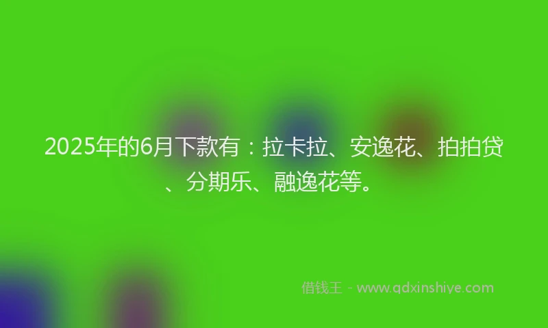 2025年的6月下款有：拉卡拉、安逸花、拍拍贷、分期乐、融逸花等。