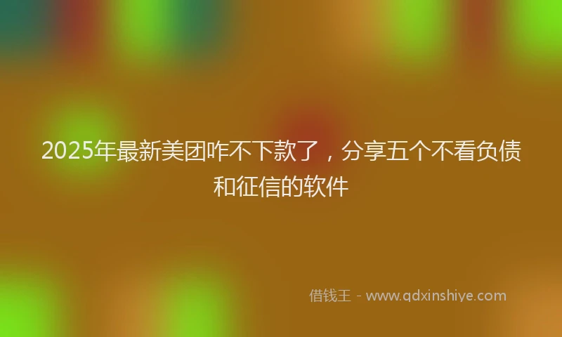 2025年最新美团咋不下款了，分享五个不看负债和征信的软件