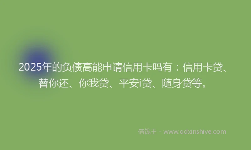 2025年的负债高能申请信用卡吗有：信用卡贷、替你还、你我贷、平安i贷、随身贷等。