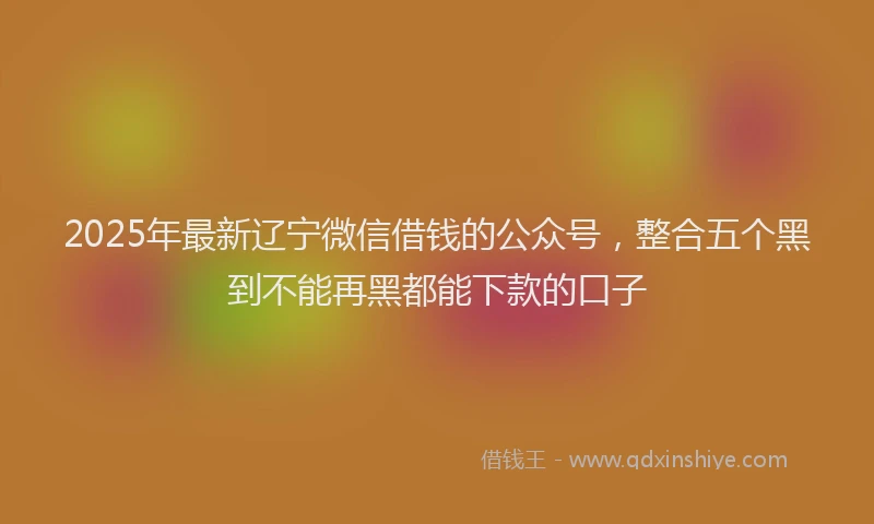 2025年最新辽宁微信借钱的公众号，整合五个黑到不能再黑都能下款的口子