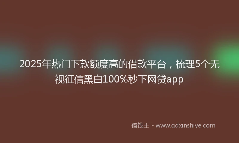 2025年热门下款额度高的借款平台，梳理5个无视征信黑白100%秒下网贷app