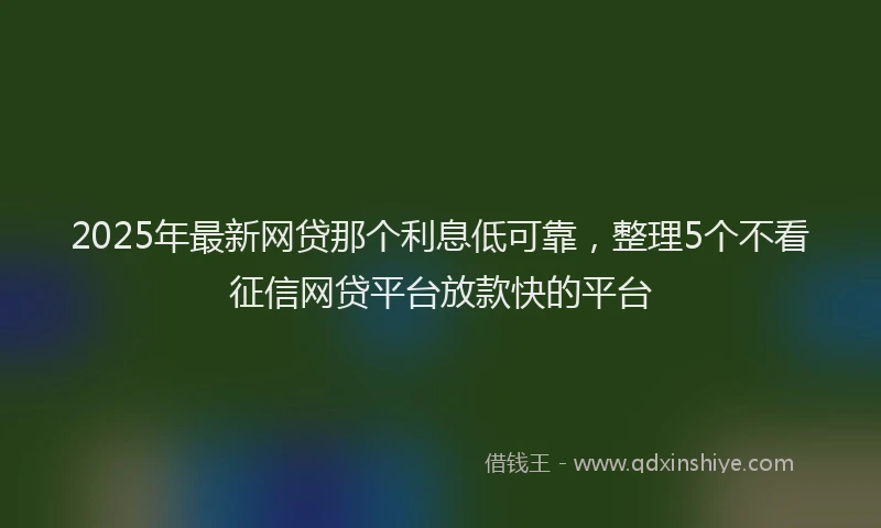 2025年最新网贷那个利息低可靠，整理5个不看征信网贷平台放款快的平台