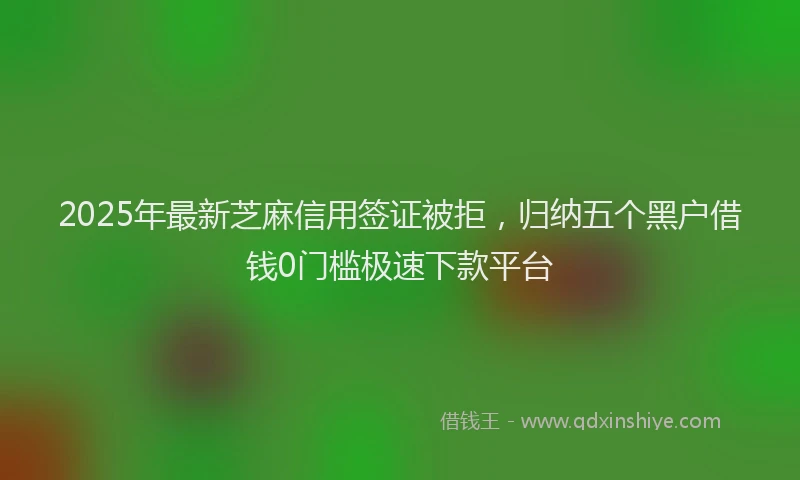 2025年最新芝麻信用签证被拒，归纳五个黑户借钱0门槛极速下款平台