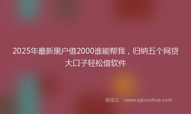 2025年最新黑户借2000谁能帮我，归纳五个网贷大口子轻松借软件