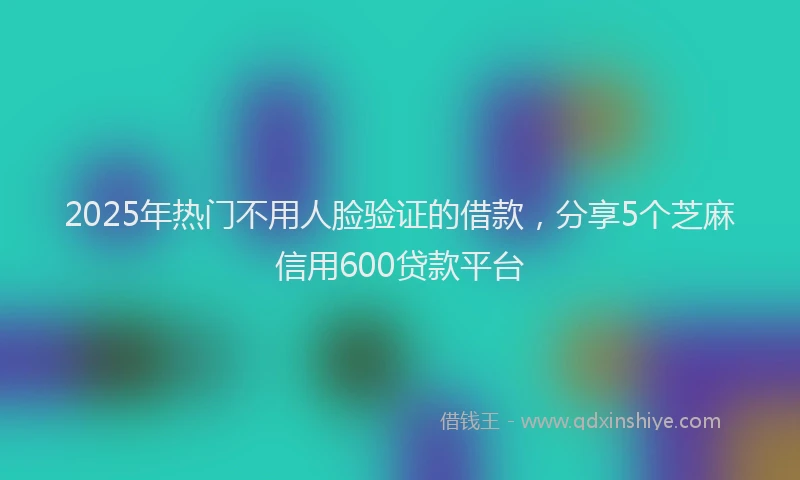 2025年热门不用人脸验证的借款，分享5个芝麻信用600贷款平台