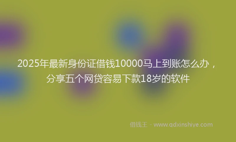 2025年最新身份证借钱10000马上到账怎么办，分享五个网贷容易下款18岁的软件