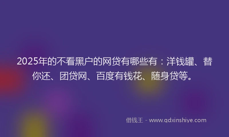 2025年的不看黑户的网贷有哪些有：洋钱罐、替你还、团贷网、百度有钱花、随身贷等。