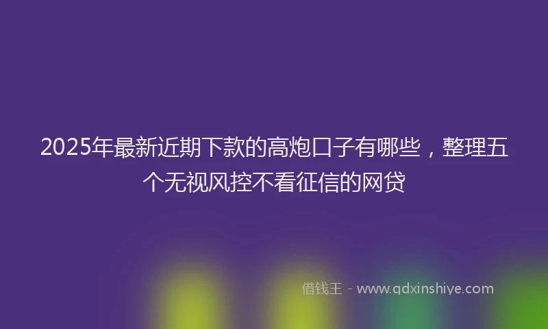 2025年最新近期下款的高炮口子有哪些，整理五个无视风控不看征信的网贷
