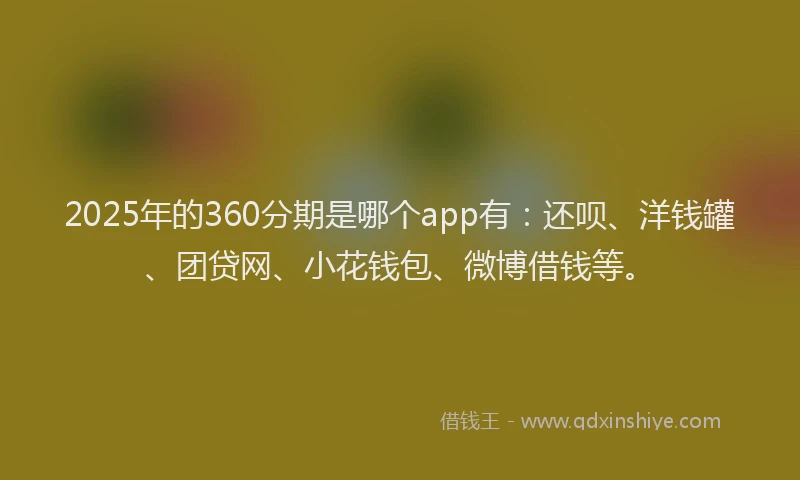 2025年的360分期是哪个app有：还呗、洋钱罐、团贷网、小花钱包、微博借钱等。