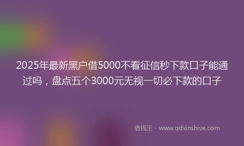 2025年最新黑户借5000不看征信秒下款口子能通过吗，盘点五个3000元无视一切必下款的口子