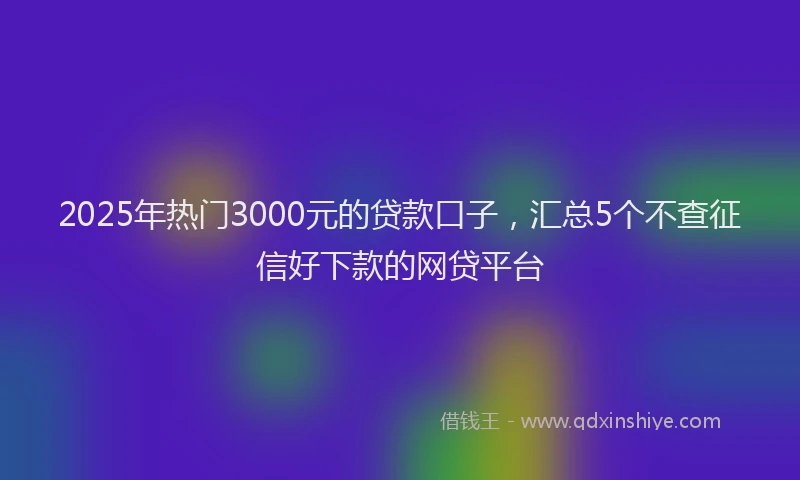2025年热门3000元的贷款口子，汇总5个不查征信好下款的网贷平台