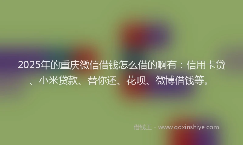 2025年的重庆微信借钱怎么借的啊有：信用卡贷、小米贷款、替你还、花呗、微博借钱等。