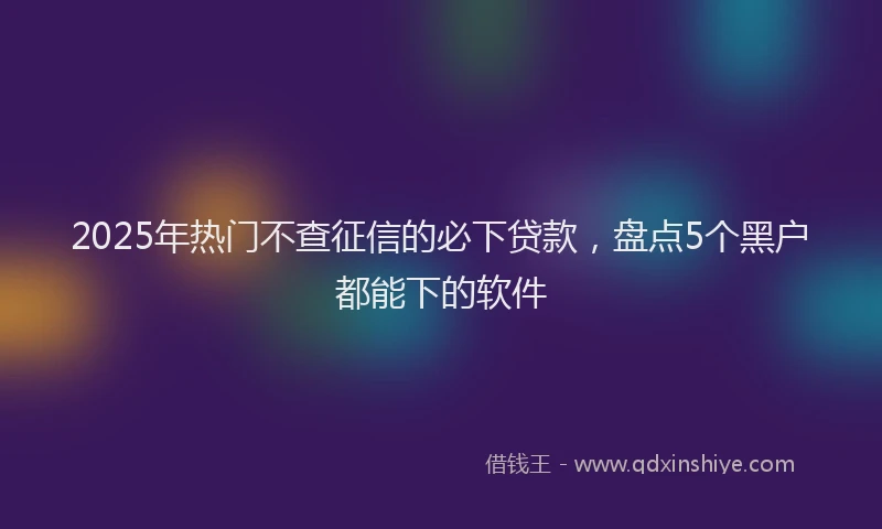 2025年热门不查征信的必下贷款，盘点5个黑户都能下的软件