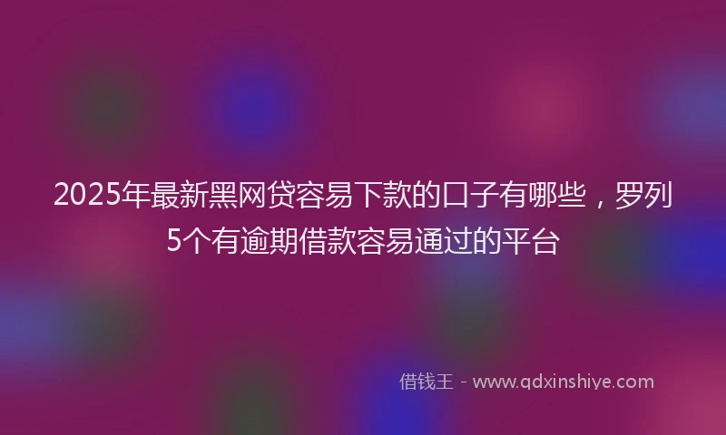 2025年最新黑网贷容易下款的口子有哪些，罗列5个有逾期借款容易通过的平台