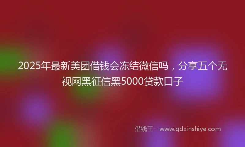 2025年最新美团借钱会冻结微信吗，分享五个无视网黑征信黑5000贷款口子
