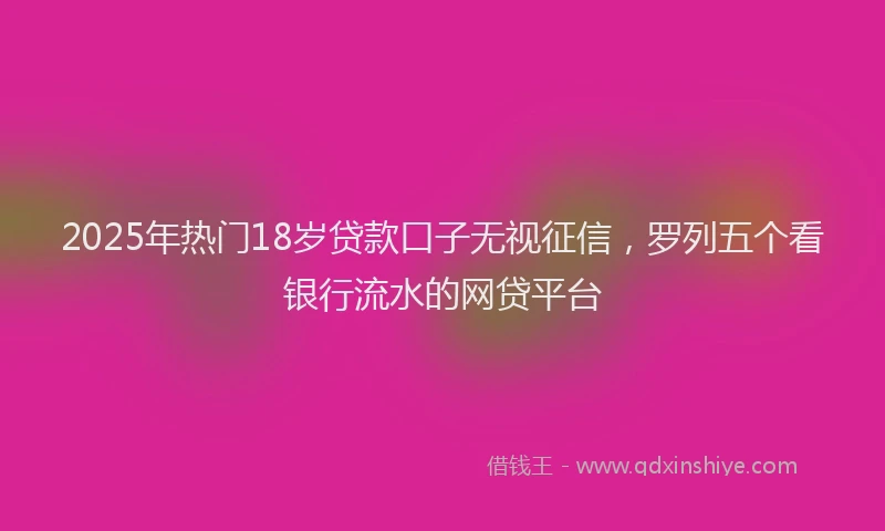 2025年热门18岁贷款口子无视征信，罗列五个看银行流水的网贷平台