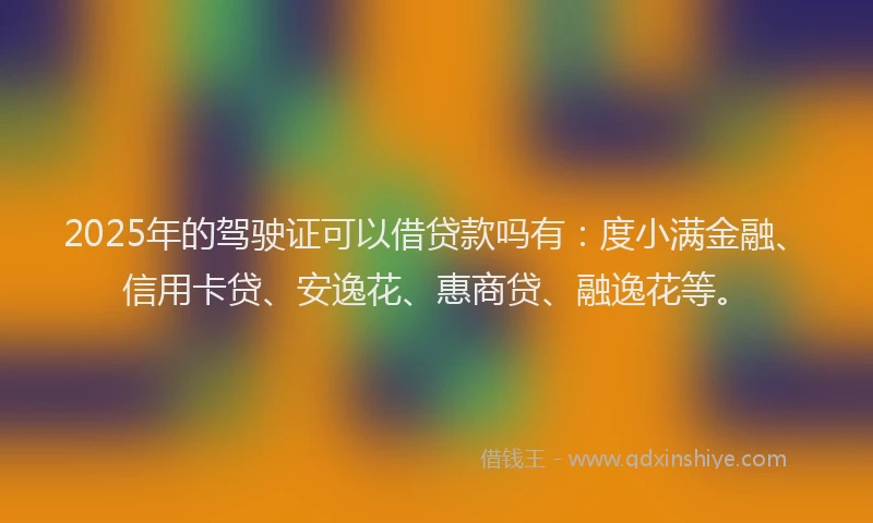 2025年的驾驶证可以借贷款吗有：度小满金融、信用卡贷、安逸花、惠商贷、融逸花等。