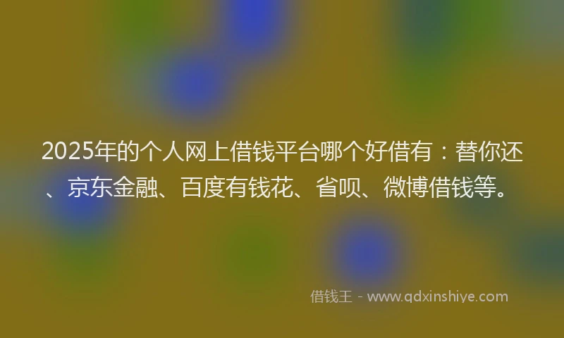 2025年的个人网上借钱平台哪个好借有：替你还、京东金融、百度有钱花、省呗、微博借钱等。