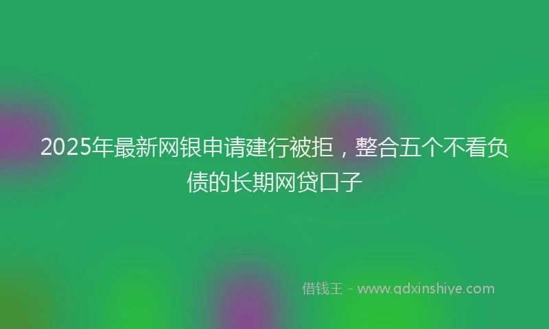 2025年最新网银申请建行被拒，整合五个不看负债的长期网贷口子