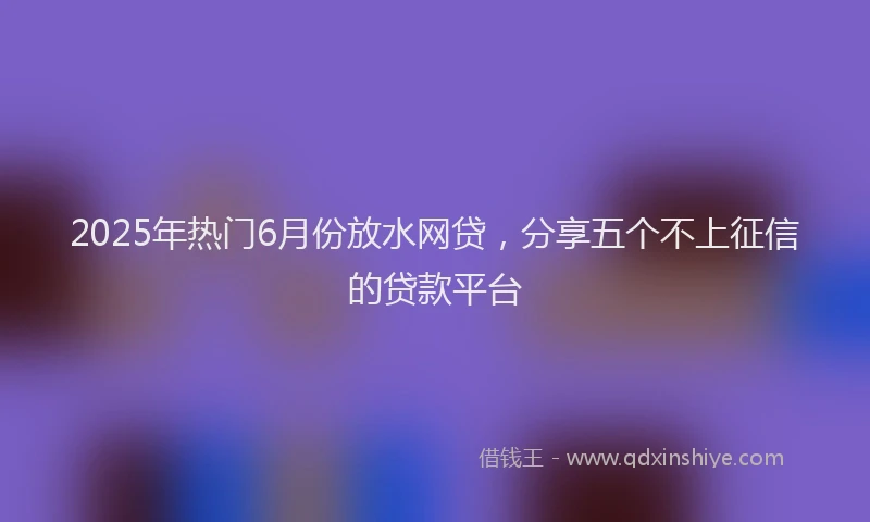 2025年热门6月份放水网贷，分享五个不上征信的贷款平台
