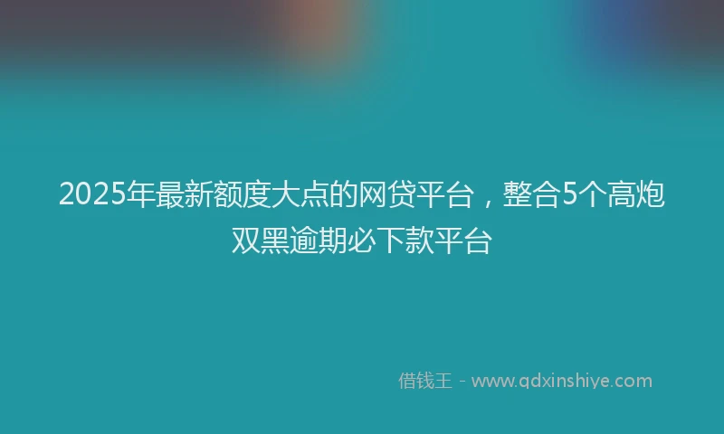 2025年最新额度大点的网贷平台，整合5个高炮双黑逾期必下款平台