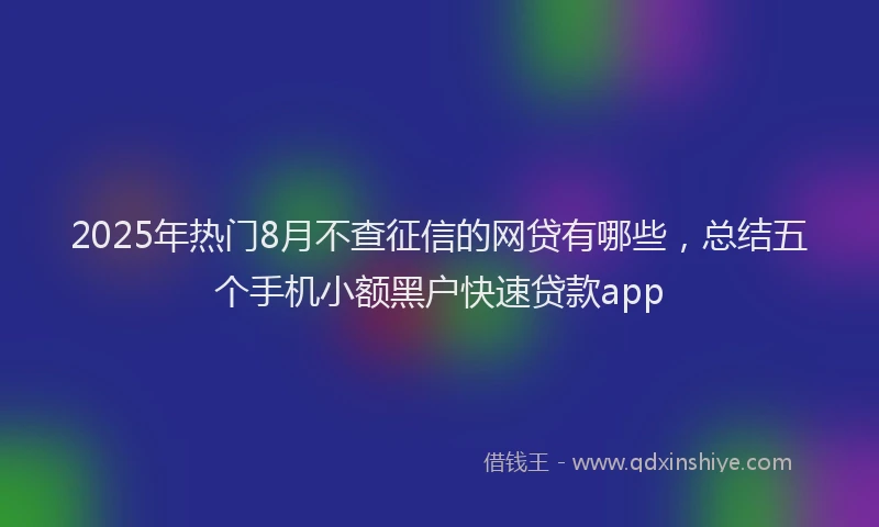 2025年热门8月不查征信的网贷有哪些，总结五个手机小额黑户快速贷款app