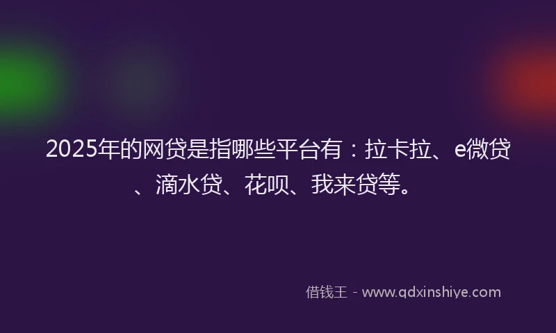2025年的网贷是指哪些平台有：拉卡拉、e微贷、滴水贷、花呗、我来贷等。