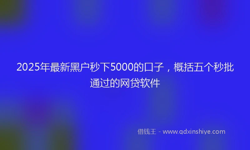 2025年最新黑户秒下5000的口子，概括五个秒批通过的网贷软件