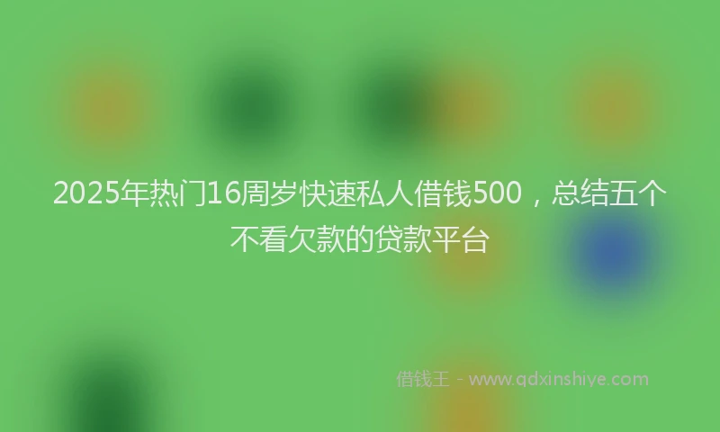 2025年热门16周岁快速私人借钱500，总结五个不看欠款的贷款平台
