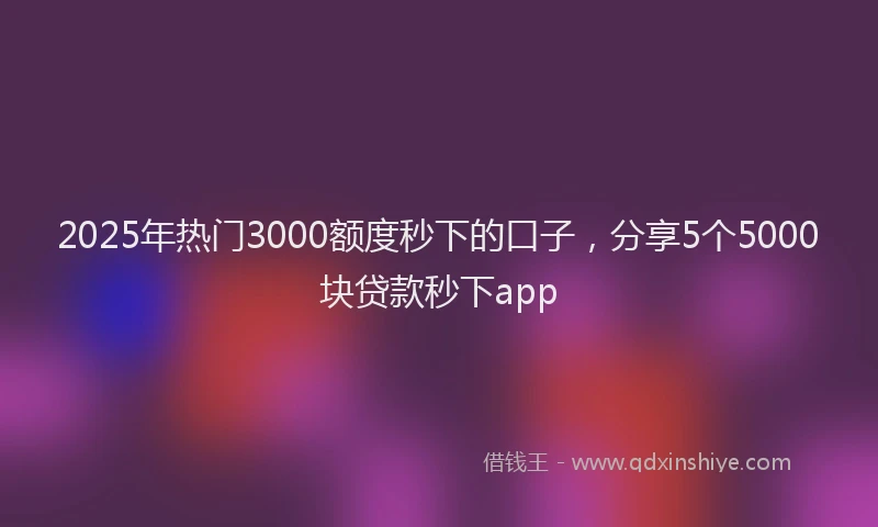 2025年热门3000额度秒下的口子，分享5个5000块贷款秒下app