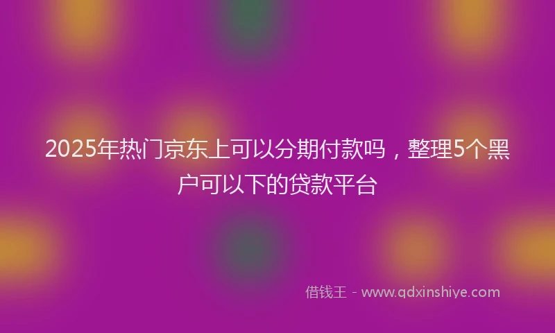 2025年热门京东上可以分期付款吗，整理5个黑户可以下的贷款平台