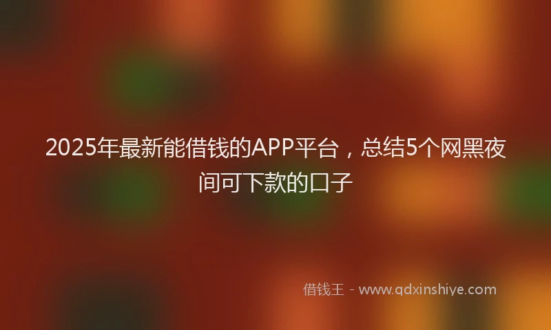 2025年最新能借钱的APP平台，总结5个网黑夜间可下款的口子