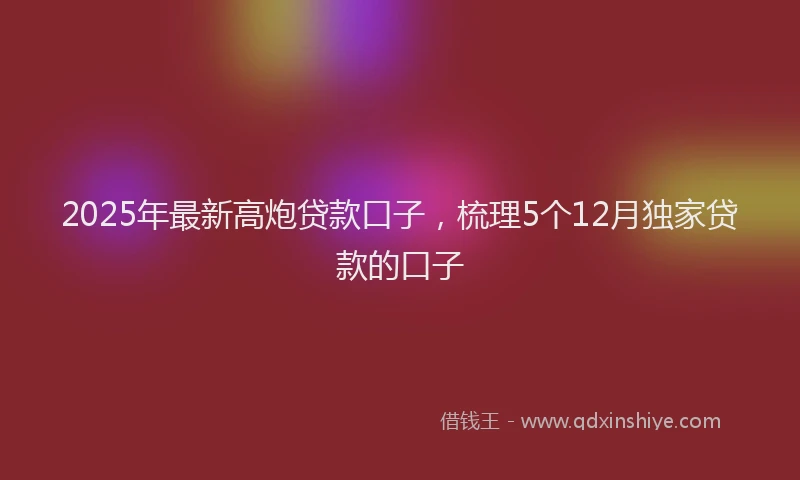2025年最新高炮贷款口子，梳理5个12月独家贷款的口子