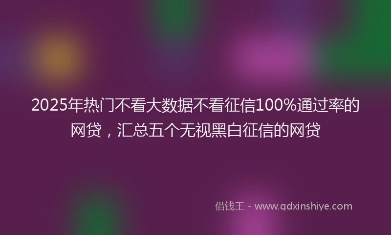 2025年热门不看大数据不看征信100%通过率的网贷，汇总五个无视黑白征信的网贷