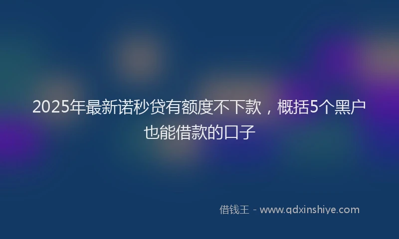 2025年最新诺秒贷有额度不下款，概括5个黑户也能借款的口子