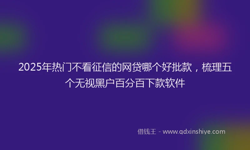 2025年热门不看征信的网贷哪个好批款，梳理五个无视黑户百分百下款软件