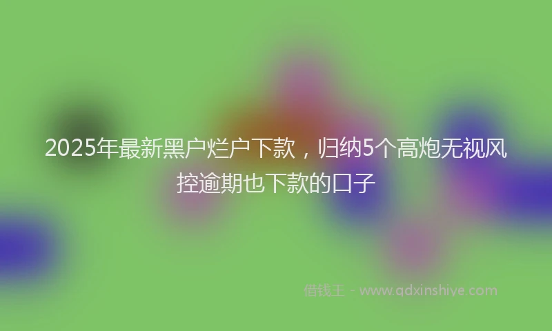 2025年最新黑户烂户下款，归纳5个高炮无视风控逾期也下款的口子
