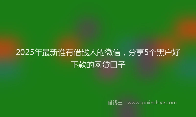 2025年最新谁有借钱人的微信，分享5个黑户好下款的网贷口子