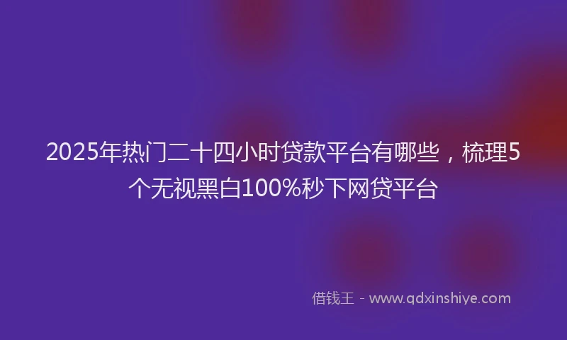 2025年热门二十四小时贷款平台有哪些，梳理5个无视黑白100%秒下网贷平台