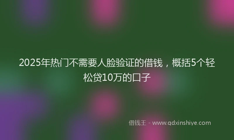 2025年热门不需要人脸验证的借钱，概括5个轻松贷10万的口子