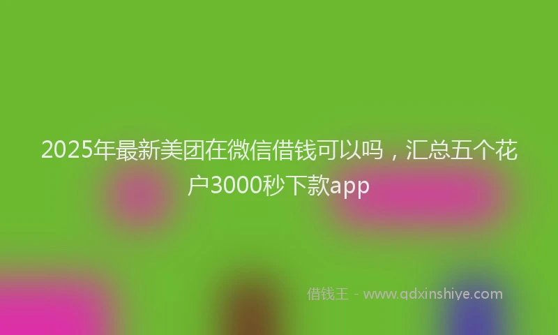 2025年最新美团在微信借钱可以吗，汇总五个花户3000秒下款app