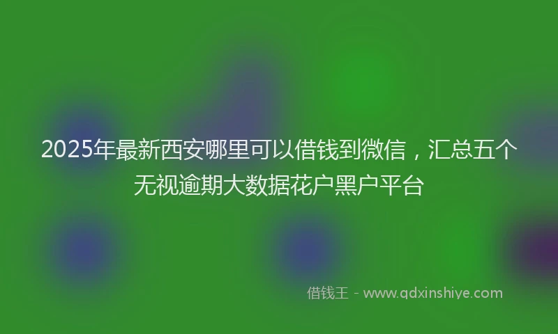 2025年最新西安哪里可以借钱到微信，汇总五个无视逾期大数据花户黑户平台