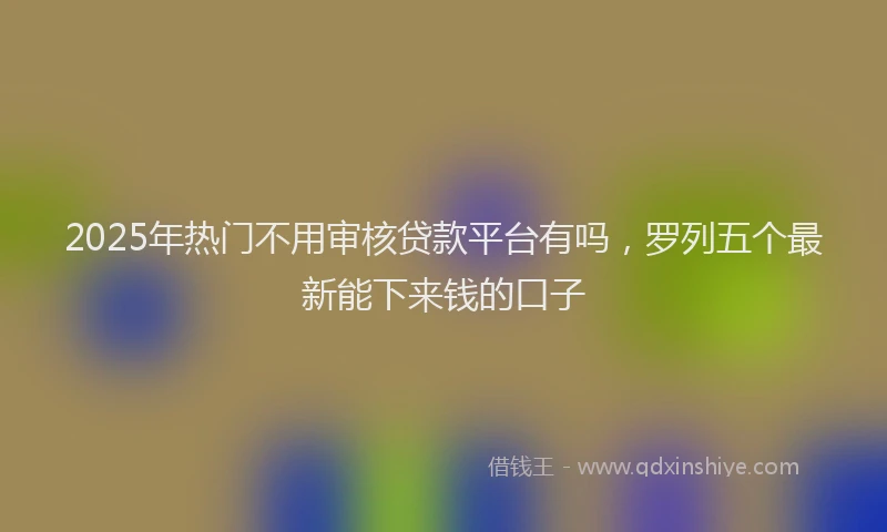 2025年热门不用审核贷款平台有吗，罗列五个最新能下来钱的口子
