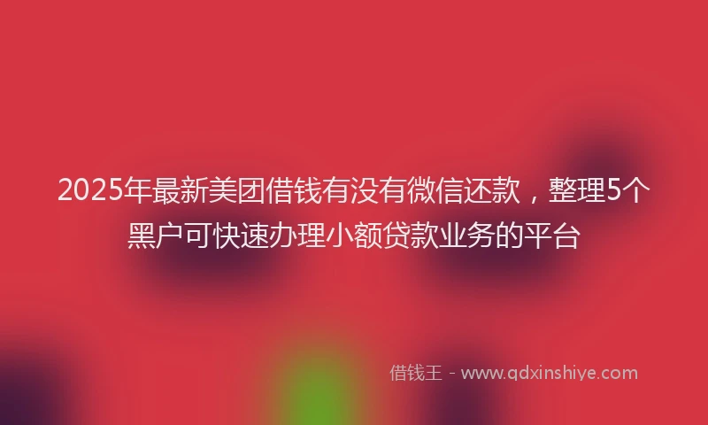 2025年最新美团借钱有没有微信还款，整理5个黑户可快速办理小额贷款业务的平台