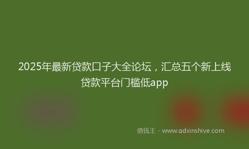 2025年最新贷款口子大全论坛，汇总五个新上线贷款平台门槛低app