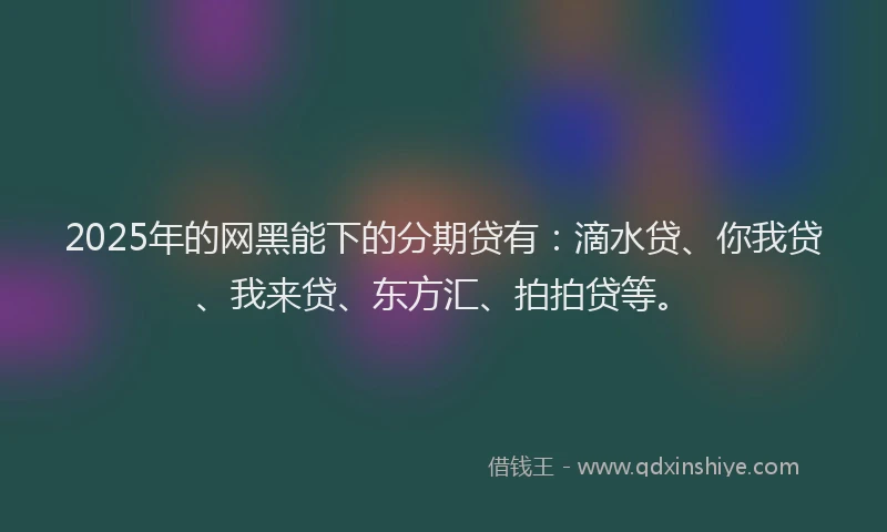 2025年的网黑能下的分期贷有：滴水贷、你我贷、我来贷、东方汇、拍拍贷等。