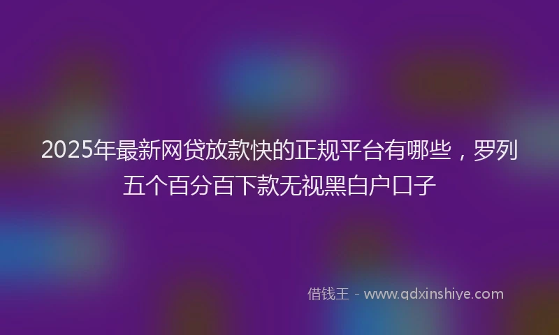 2025年最新网贷放款快的正规平台有哪些，罗列五个百分百下款无视黑白户口子