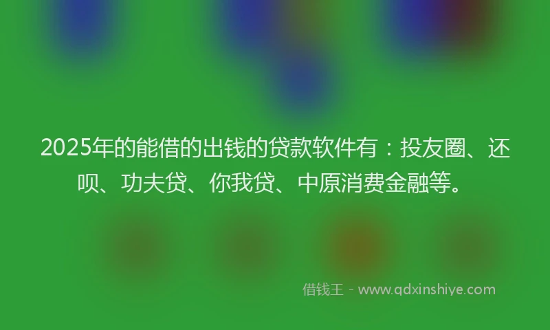 2025年的能借的出钱的贷款软件有：投友圈、还呗、功夫贷、你我贷、中原消费金融等。